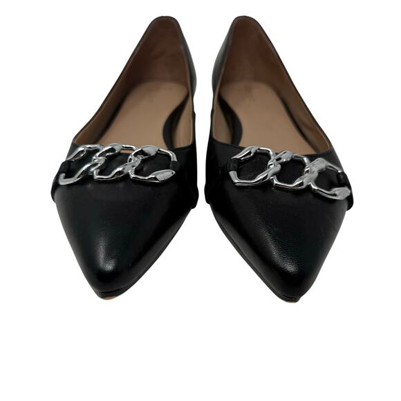 27 EDIT Naturalizer Katalie Chain Detail Wedge Pump Size 7M ‑ Black Pointed Toe - Picture 2 of 8